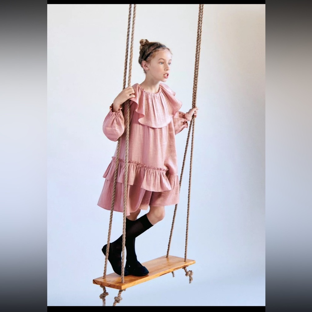 Zara Charming Pink Ruffled Kids Dress